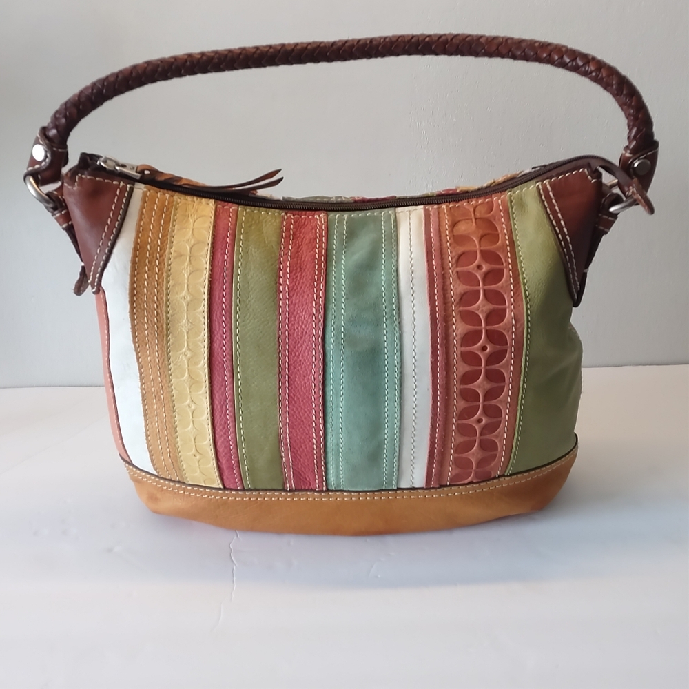 Fossil leather and suede patchwork shoulder bag - Picture 3 of 16